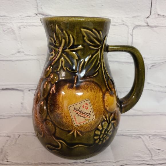 Vintage Scheurich Keramik Fruit Pitcher - Small Decorative Pottery West Germany - Picture 5 of 10